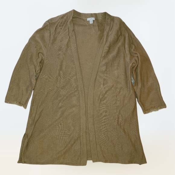 J Jill Open Cardigan Sweater with Fringe Cuffs | Size Medium Petite - Picture 1 of 11